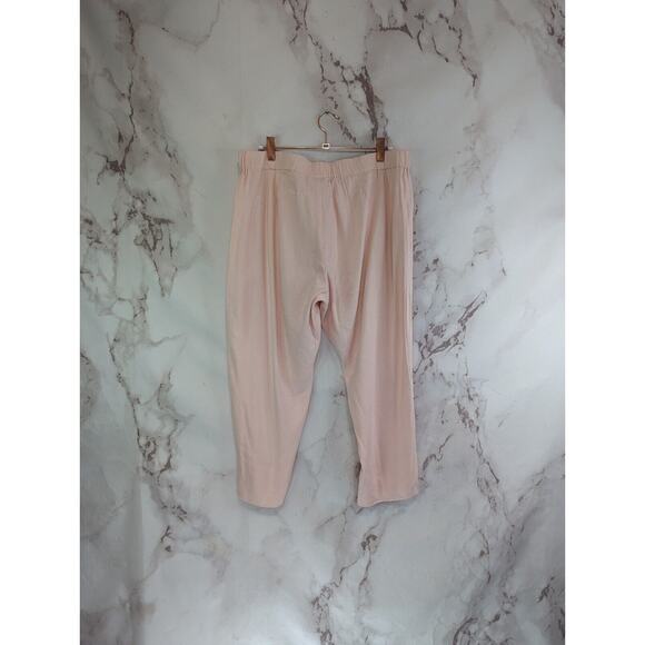 J Jill Pant Women Medium Petite Pink Linen Pull On Minimal Crop Capri Elastic - Picture 5 of 9